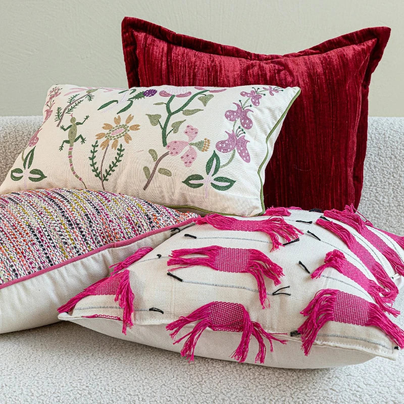 housse coussin boho chic motif floral géométrique coton polyester 45x45cm 30x50cm decoration canapé voiture