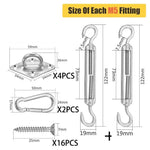 accessoires ombre métal argenté fiche fixation tissu industrielle eyelets vis auto tarage tourillon turnbuckle