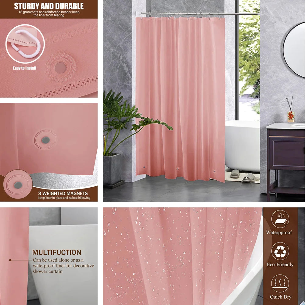 rideau douche transparent moderne aimants lestés blanc gris rose