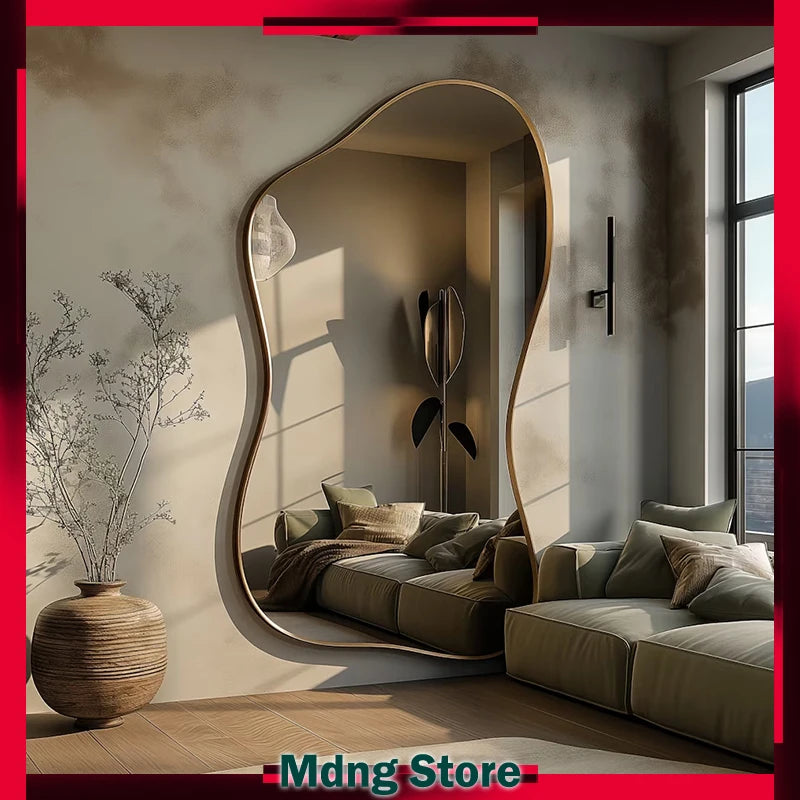 miroir mural contemporain or incurvé décoration élégante maison accrochage mur designintérieur decoration accessoire