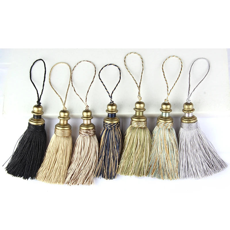 pompons rideaux noir beige doré argent bleu marine classiques tissés opaques 21cm 8cm