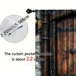 rideaux vintage polyester imitation bois fer porte médiéval gris marron noir beigesDecorationFantastiquePanneaux2Pcs