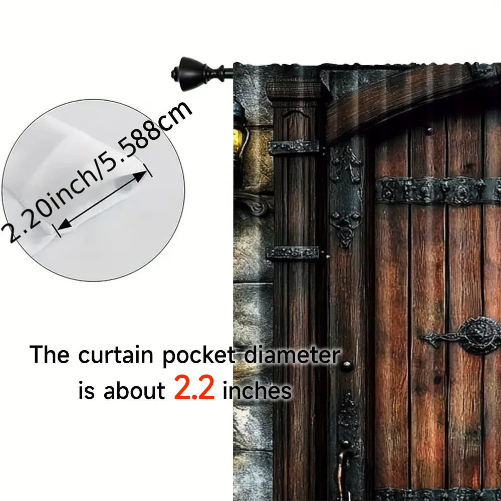 rideaux vintage polyester imitation bois fer porte médiéval gris marron noir beigesDecorationFantastiquePanneaux2Pcs