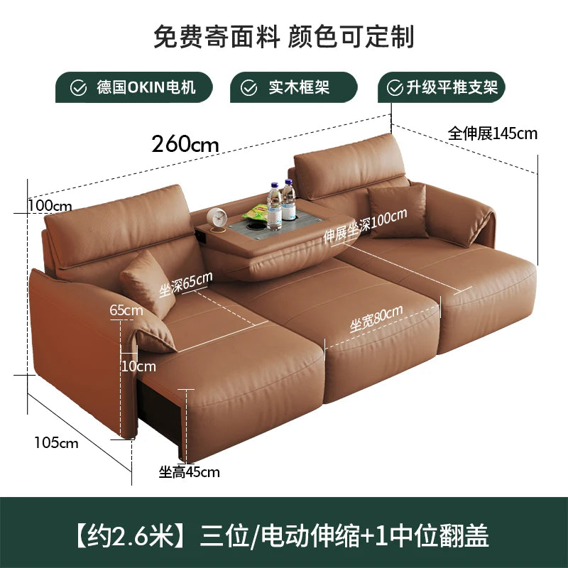 canapé d'angle marron clair moderne coussins table basse dimension 290cm