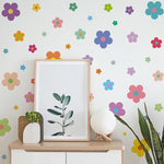stickers muraux fleurs violet rose bleu jaune vert orange adhésifs modernes enfants chambre décoration