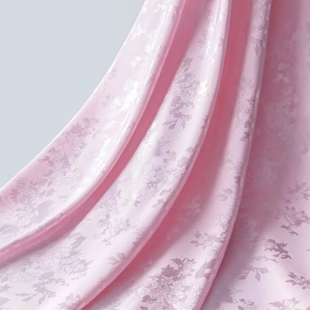 tissu floral or rose élégant classique satiné polyester largeur 150cm