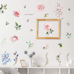 sticker mural adhésif fleurs aquarelle romantique floral 40x60cm variable opacity