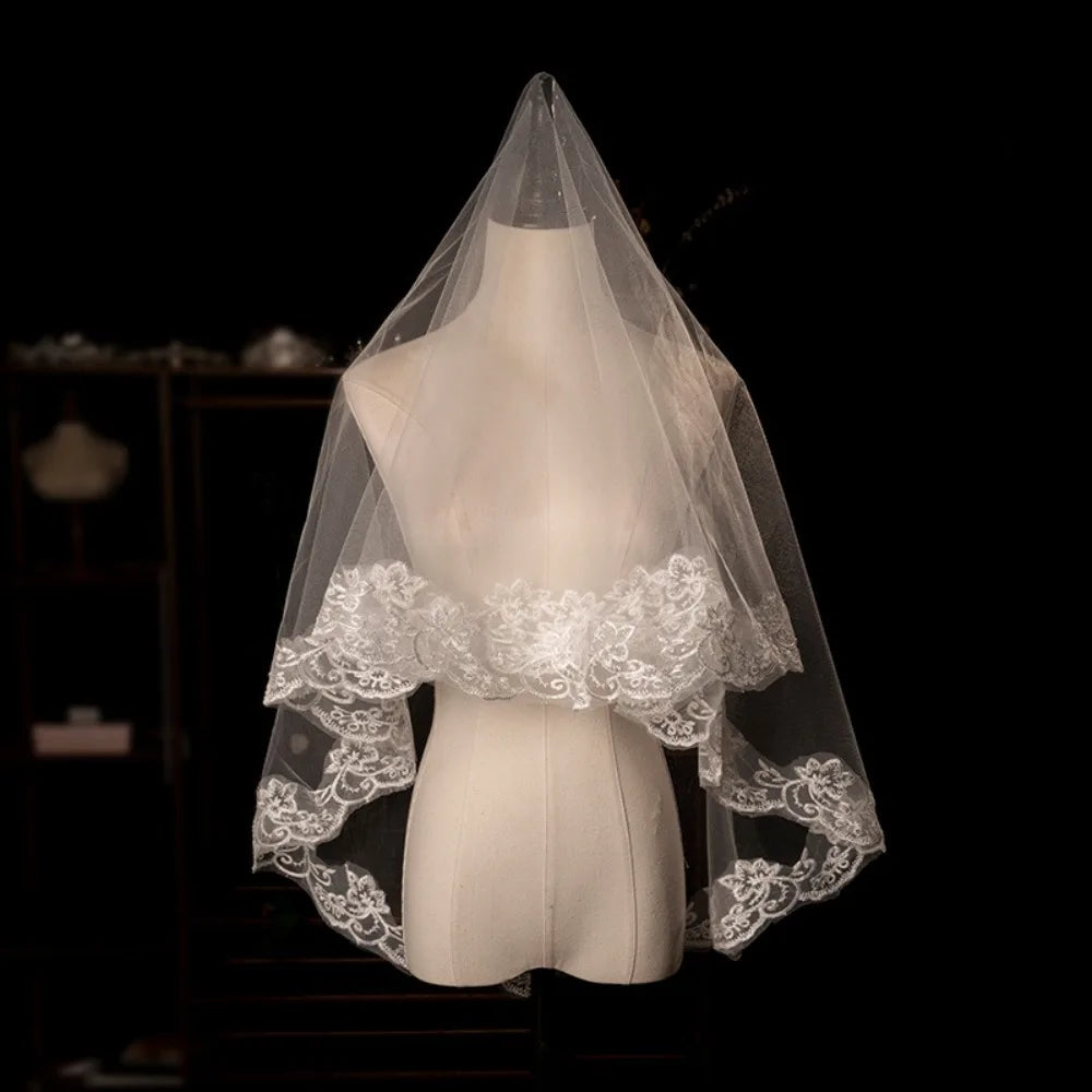 voile mariée blanc classique chaînes pendantes vintage tulle polyester