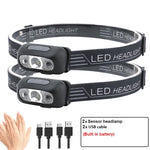 lampe frontale led noire rechargeable usb camping randonnée urgence poissons moderne pratique