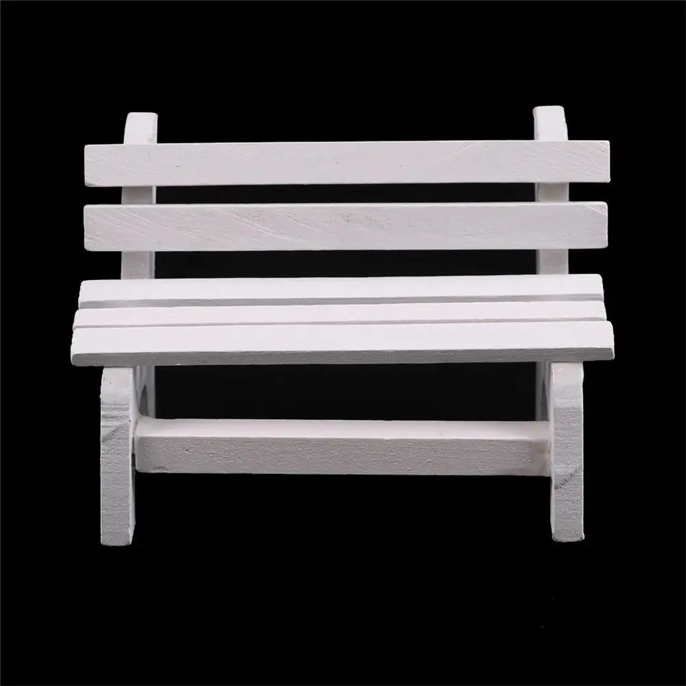mini banc bois blanc simple décoration intérieure artisanal pastoral miniature jardin figuration