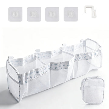 organisateur jouets bain rose maille rapide séchage compartiments poche pratique moderne