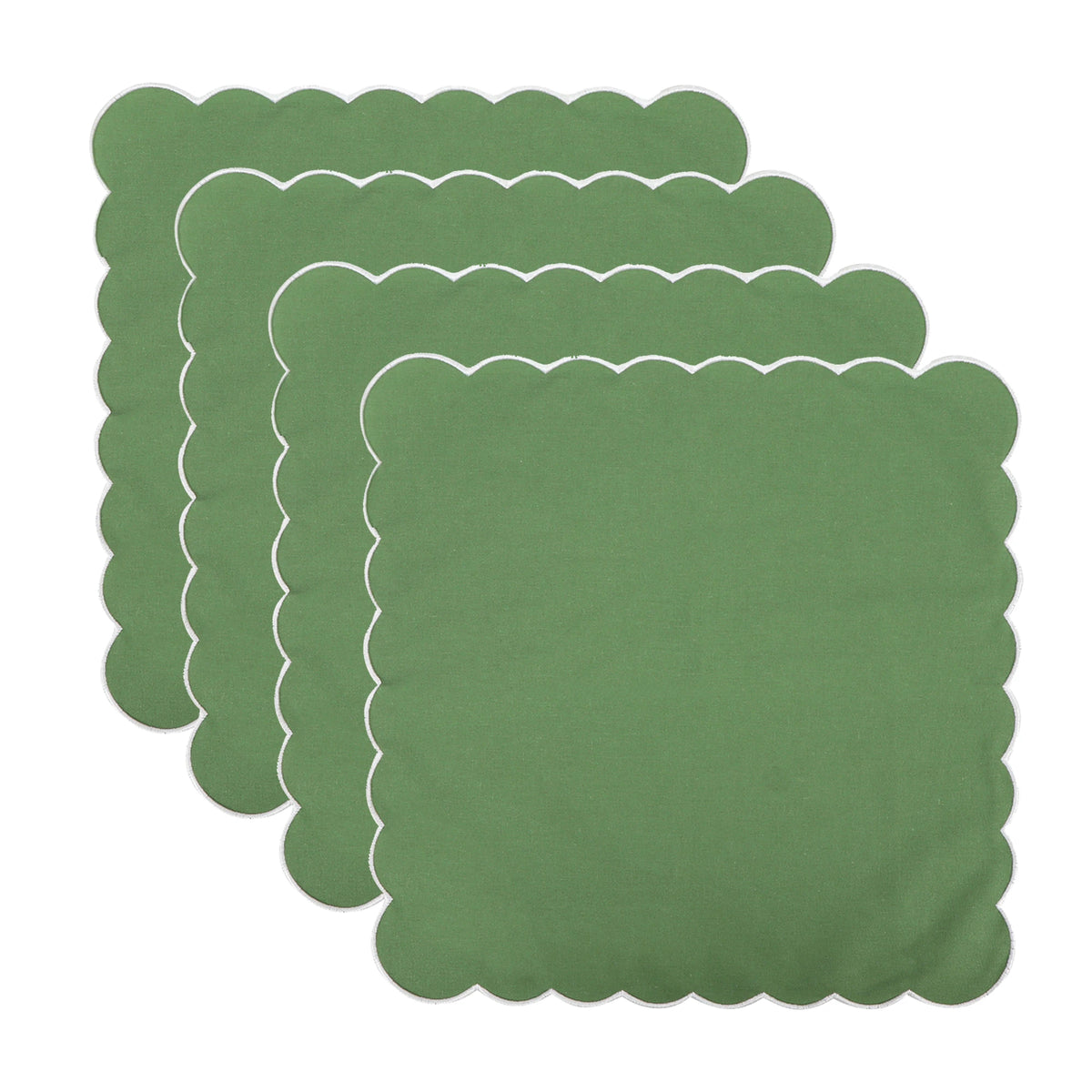 serviettes table classiques fleurs roses jaunes bordure bleue coton rose vert blanc