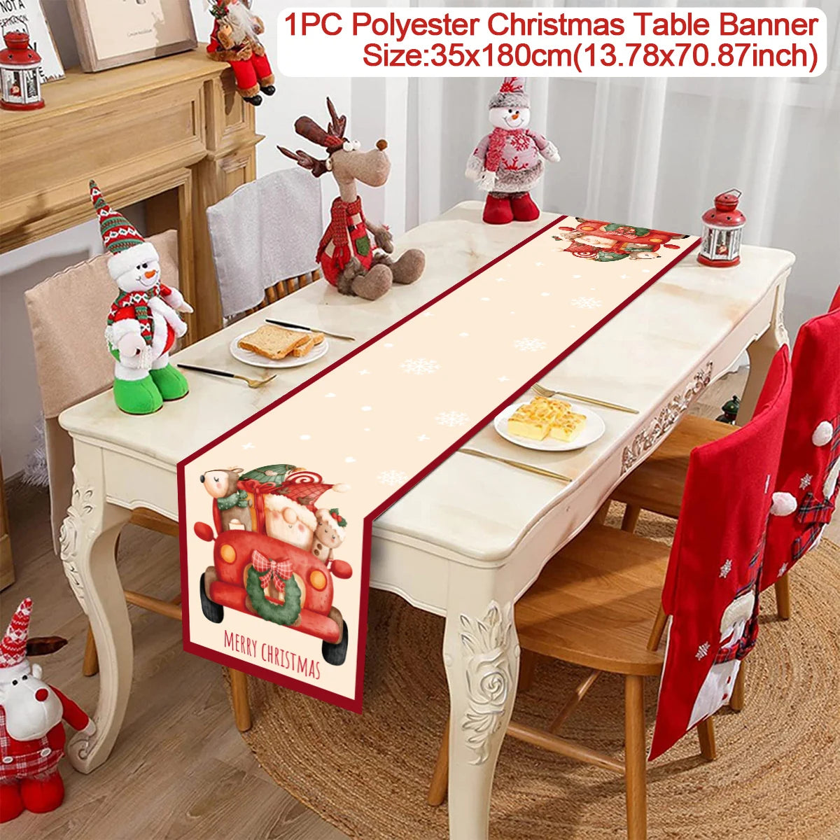 table noël rouge blanche verte noël oiseaux flocons poinsettias sapins festive