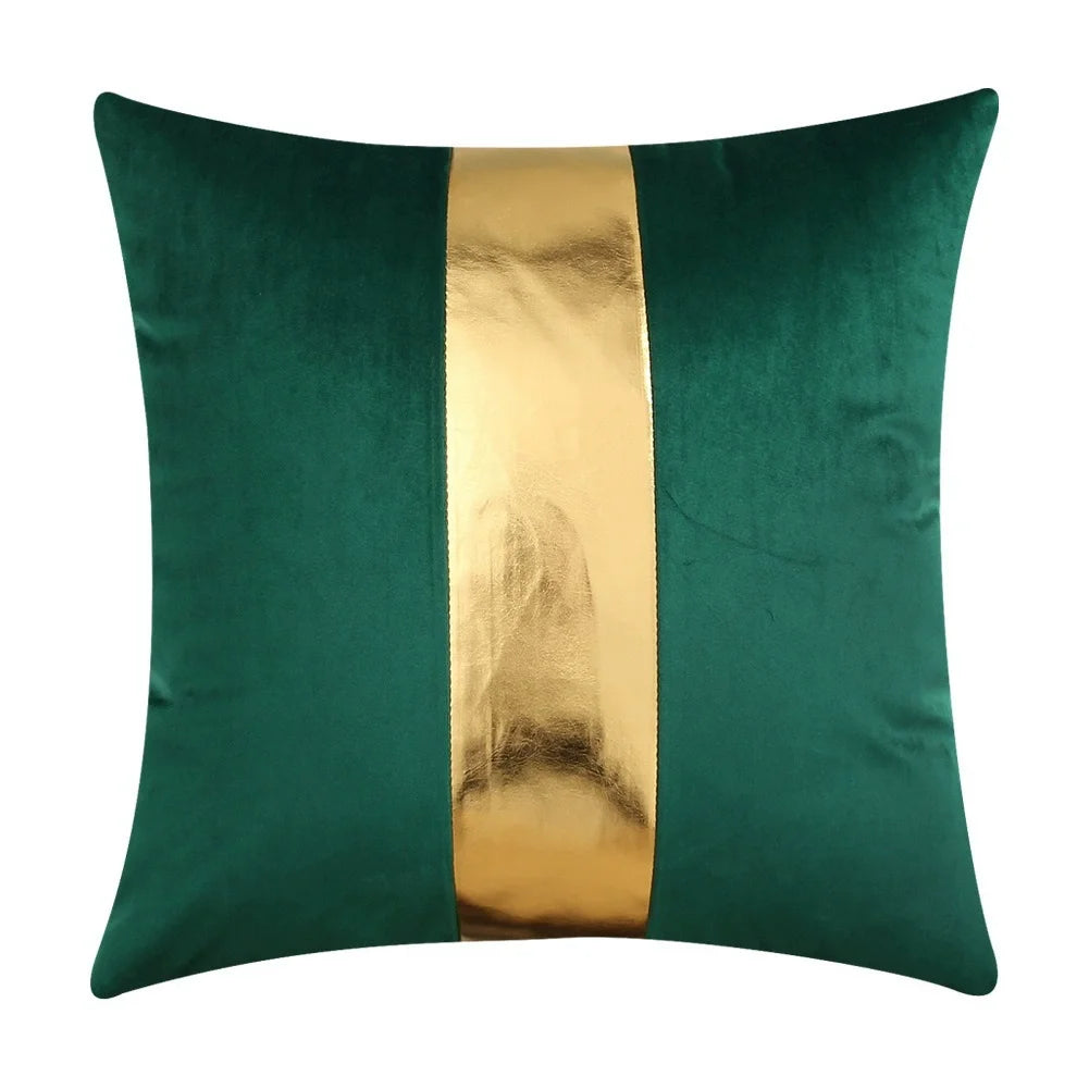 ensemble housses coussin noir rayures dorées velours luxe moderne taies oreiller décoratives
