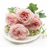 bouquet fleurs artificielles pivoine moderne blanc rose bleu clair mariage anniversaire décoration extérieureintérieur