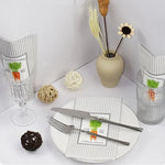 serviettes jetables rayées carottes gris clair blanc classiques restaurants fêtes decoration clips métalliques maison