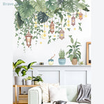 stickers muraux feuilles tropicales plantes decoratives adhésifs maison salon enfants naturels vert orange bleu