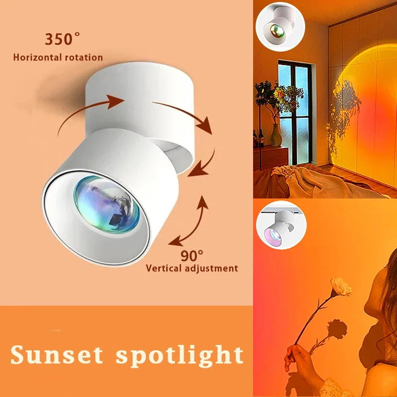 Spot lumineux LED moderne surface monté nuit lumière blanc gradation couleurs sunset chambre