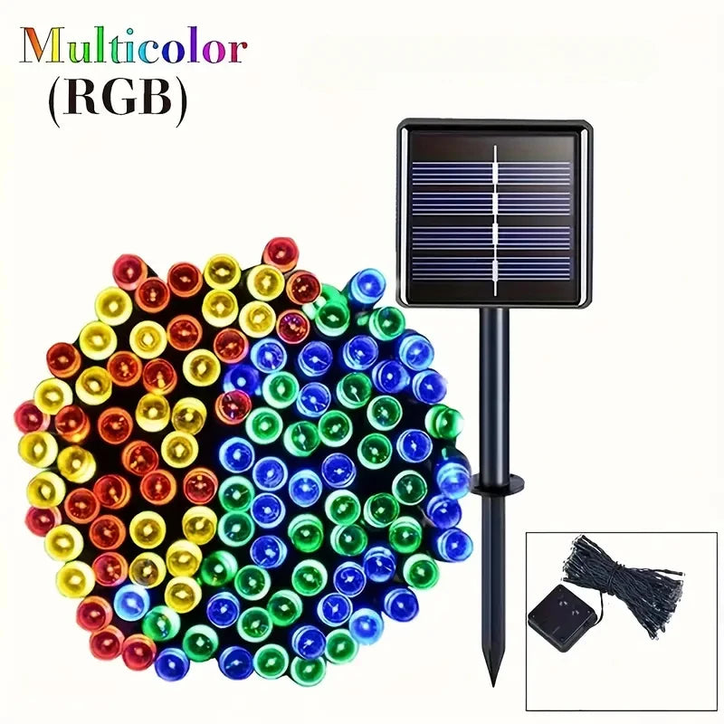 guirlande lumineuse solaire 30m multicolore modes ip67 moderne extérieur festive