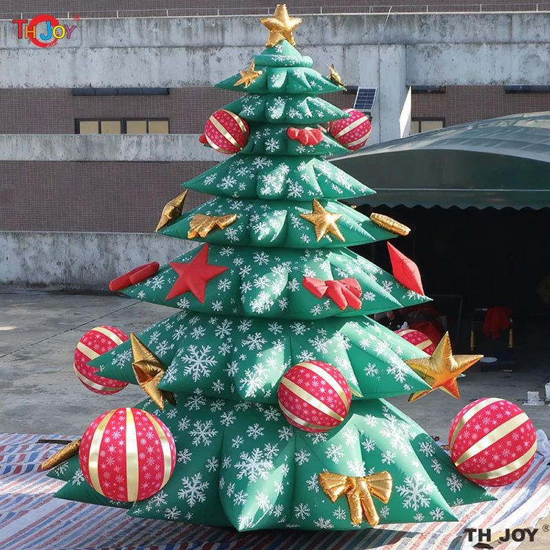 Détail des lumières LED intégrées sur le sapin de Noël gonflable