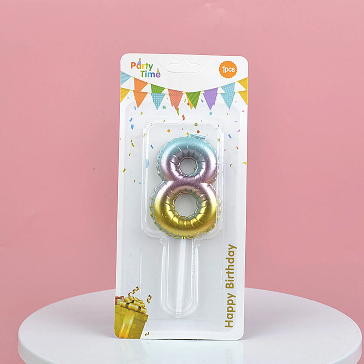 bougies forme chiffre anniversaire or argent bleu rose gradient moderne festives tringle