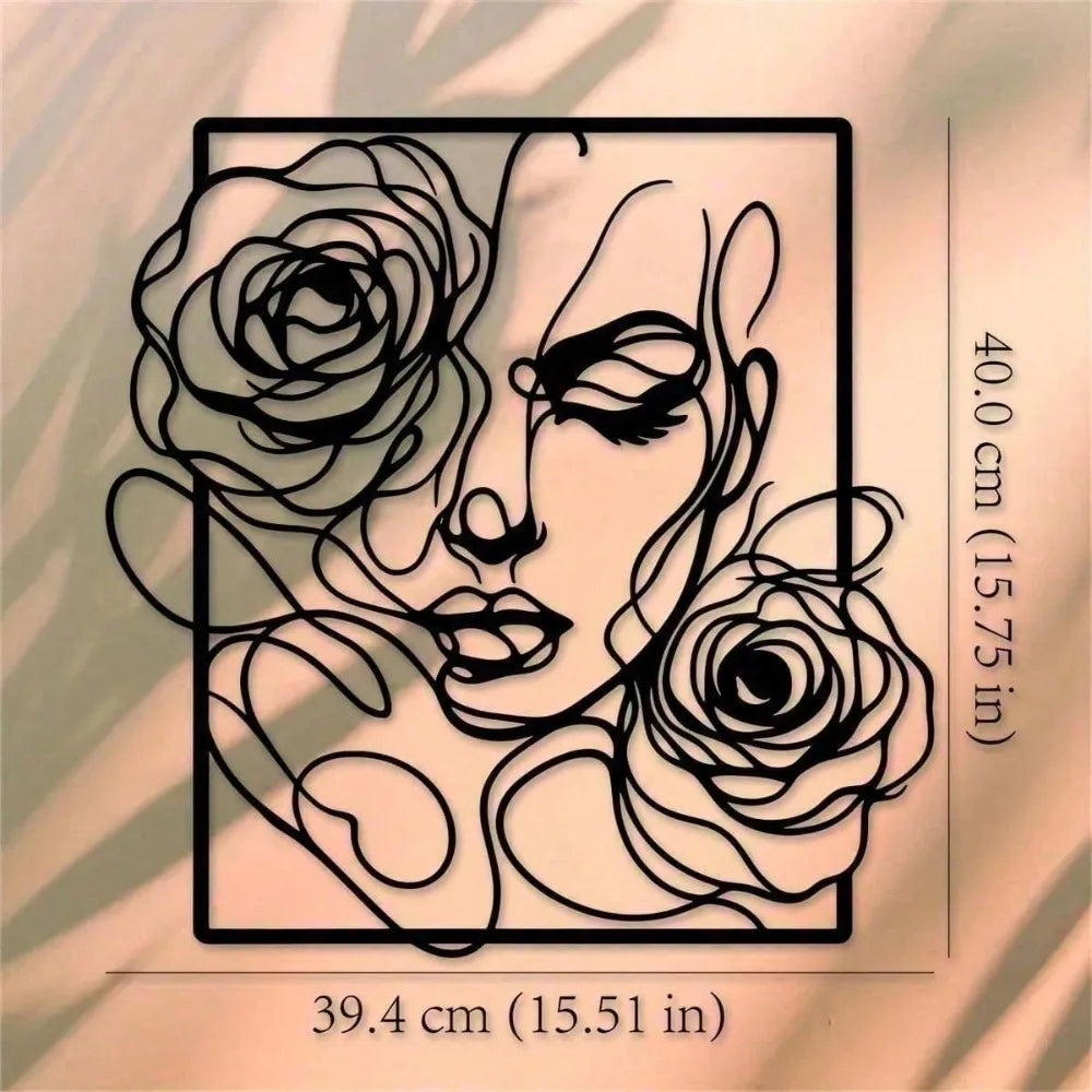 sculpture murale moderne silhouette femme rose métal noir abstraite opaque décoration intérieure minimaliste