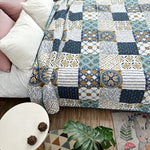 couverture patchwork coton polyester géométrique bohème motifs floraux ethniques 230x250cm