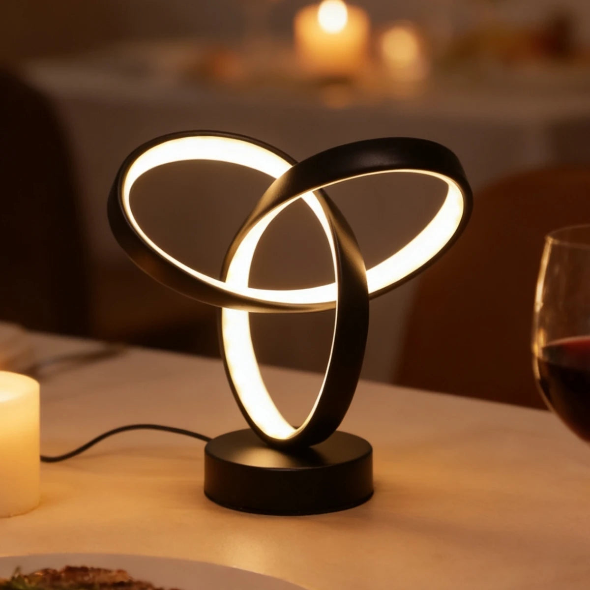 lampe led or noir spirale moderne câble alimentation chargeur usb chambre salon
