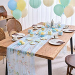 tableau decoratif floral transparent polysethylene couleurs bleu vert violet blanc festive champetre echangetable