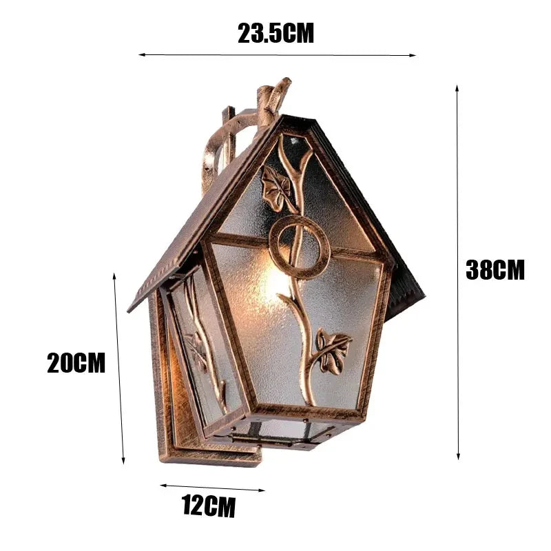 lampe murale vintage aluminium bronze feuilles stylisées cuisine chambre étanche rustique