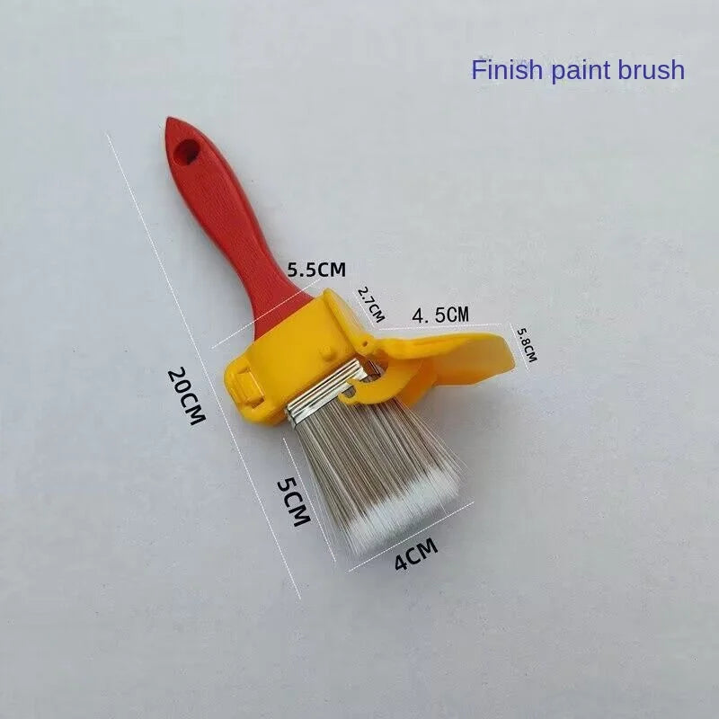 pinceau peinture rouge jaune gris poils blancs manche plastique clips jaunes kit outil artisanal