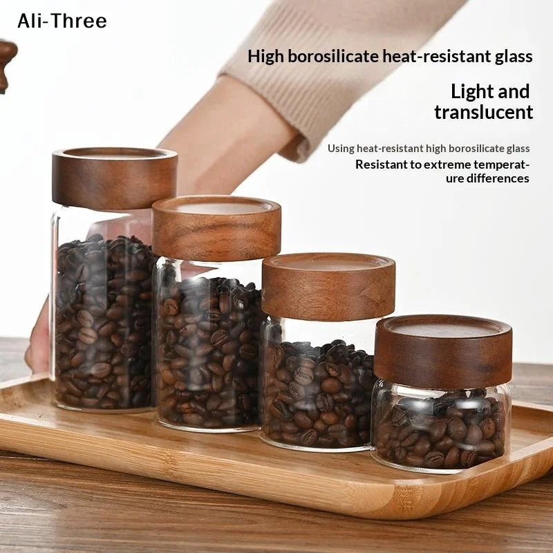 pot conserves verre transparent couvercle bois poignée moderne minimaliste almacenamiento alimentos