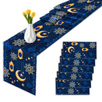 nappes chemins table motifs islamiques ramadan decoratives festives or bleu marine violet emeraude rouge