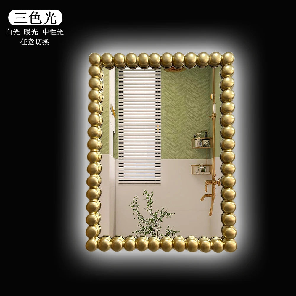 miroir pied vert or blanc luxueux classique opacité adhésif led rectangle