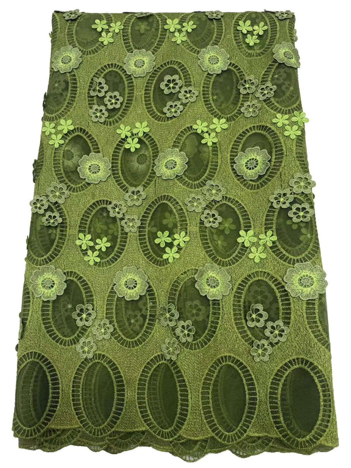 tissu dentelle africaine broderie fleurs géométriques vert foncé violet doré occasion party