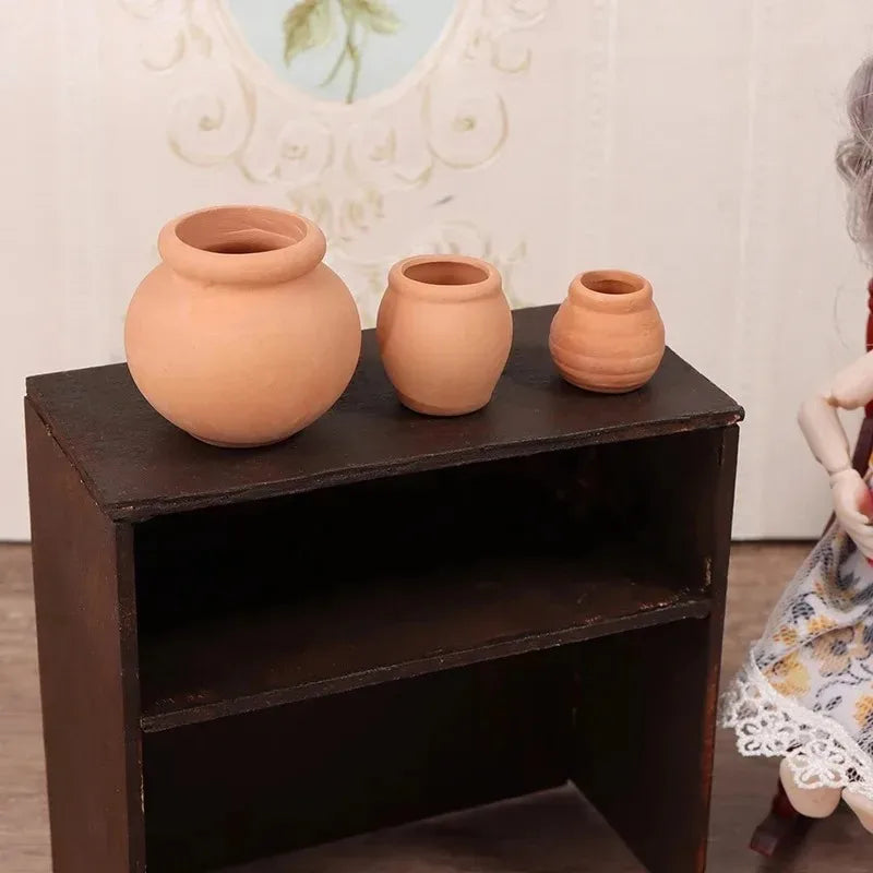 pots céramique miniature rustique pots texte horizontal cannelé décoration enfant jouets cuisine architectural