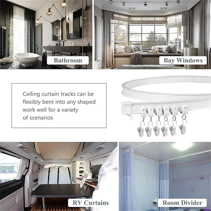 rideau douche moderne blanc texture tissée opaque clips acier inoxydable rallonges vis boulons