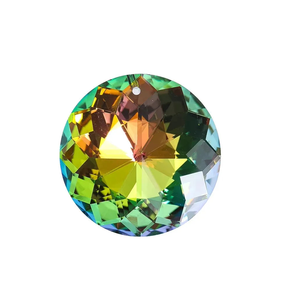 pendantif cristal multicolore facettes géométriques moderne élégant anneau fixations 45mm opalescent