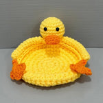 coaster crocheté blanc orange jaune créatif artisanal respectueux environnement maison