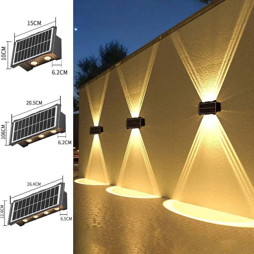 éclairage solaire mural led rgb décoration extérieure moderne noir jaune rouge vert bleu violet