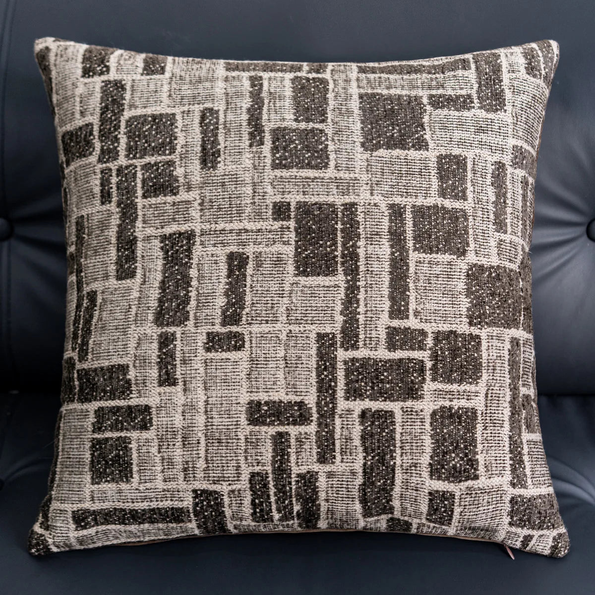 housse coussin marron motif arbre moderne décoration intérieure jacquard polyester 30x50cm 45x45cm fixations