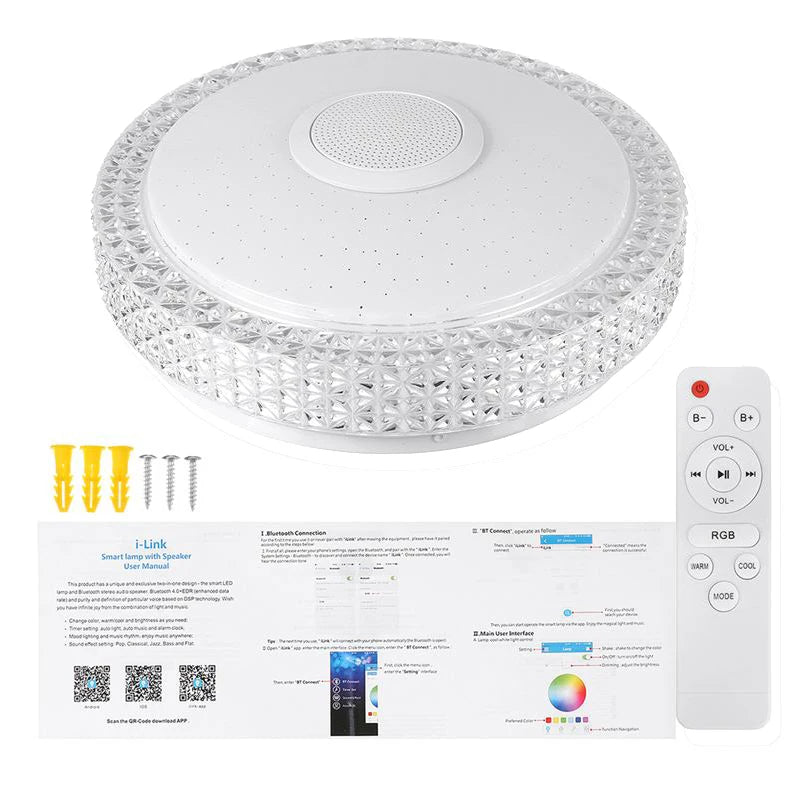 lampe led moderne blanches éclairage rgb bluetooth télécommande chambre coucher murale