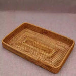 paniers rotin tressé marron clair traditionnels rangement présentation maison cuisine