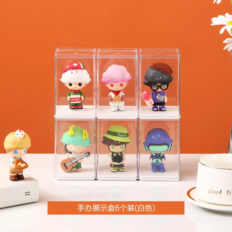 organisateur figurines transparent moderne rangement anti poussière boîtes emboîtables set six variées différents jouets