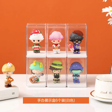 organisateur figurines transparent moderne rangement anti poussière boîtes emboîtables set six variées différents jouets