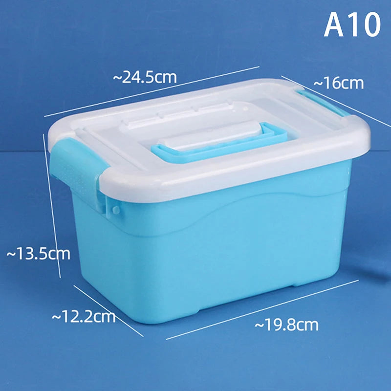 boîtes rangement transparentes bleues roses violettes poignées détachables moderne pratique enfants fournitures scolaires