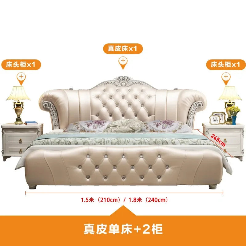 lit blanc rouge tufté cuir véritable classique luxueux chambre master