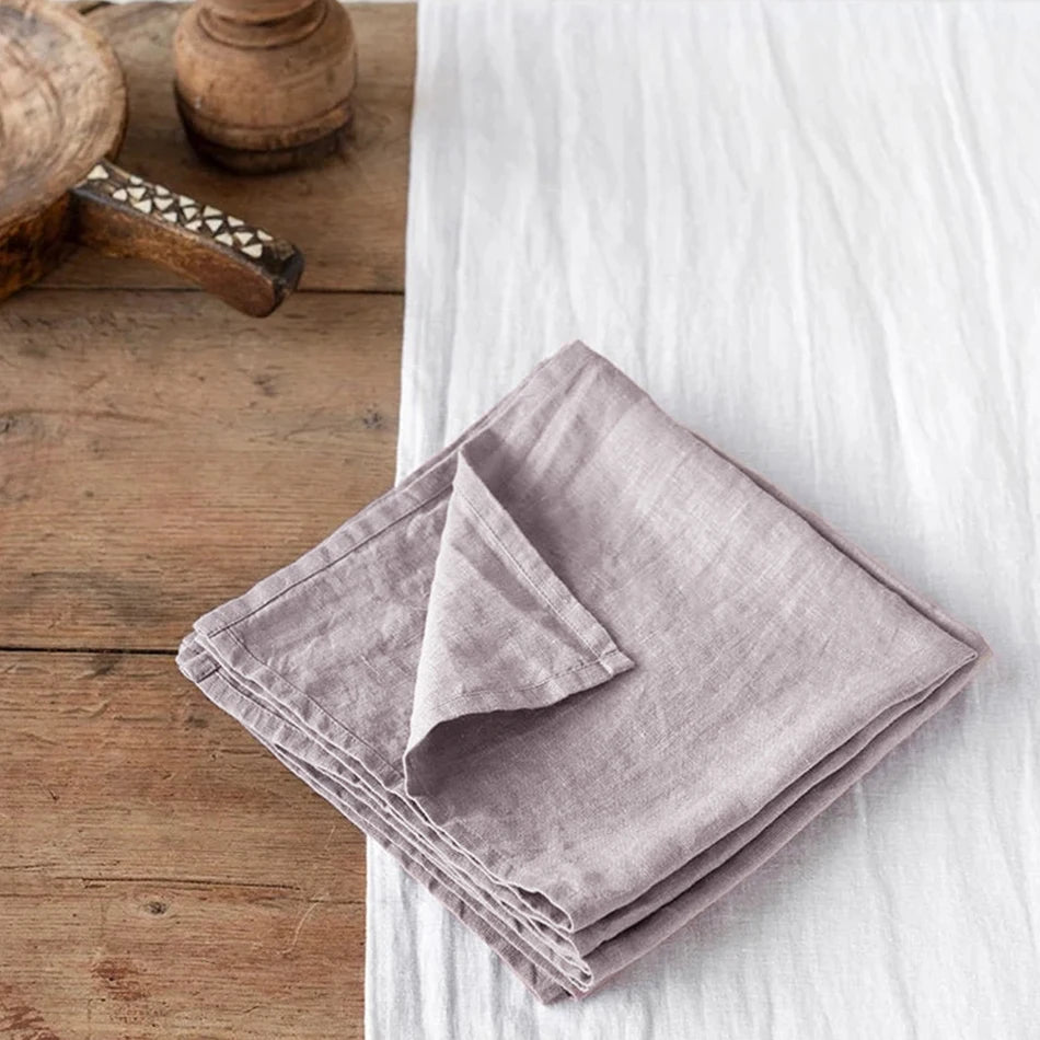 serviettes lin naturel beige clair orange blanc gris rose pâle tissu doux classique rustique