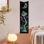 tapisserie moderne fantaisie crânes fleurs papillons oeil lune polyeste noir bleu rose