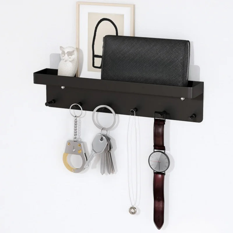 porte clés mural porte sacs crochets vis fixation moderne noir pvc organisateur